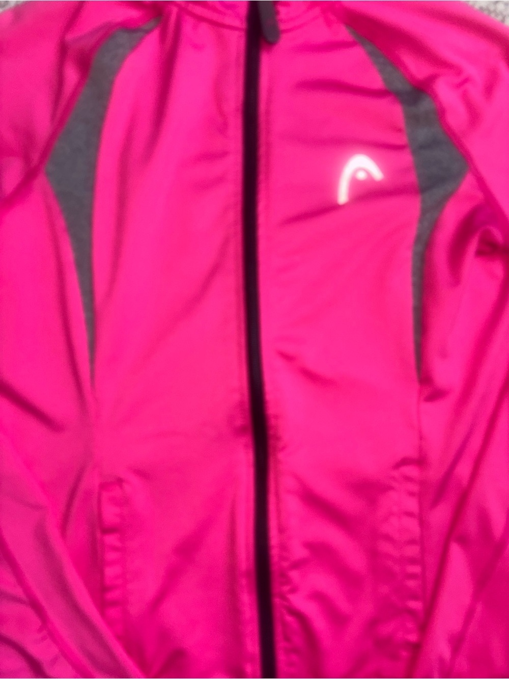 Y2K Barbie Pink HEAD Athletic Zip Up Jacket Small Sporty Gym Girl Athleisure - Picture 2 of 4